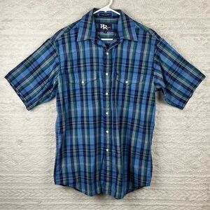 Resistol Western Rodeo Plaid Button Up Short Sleeve Shirt Medium